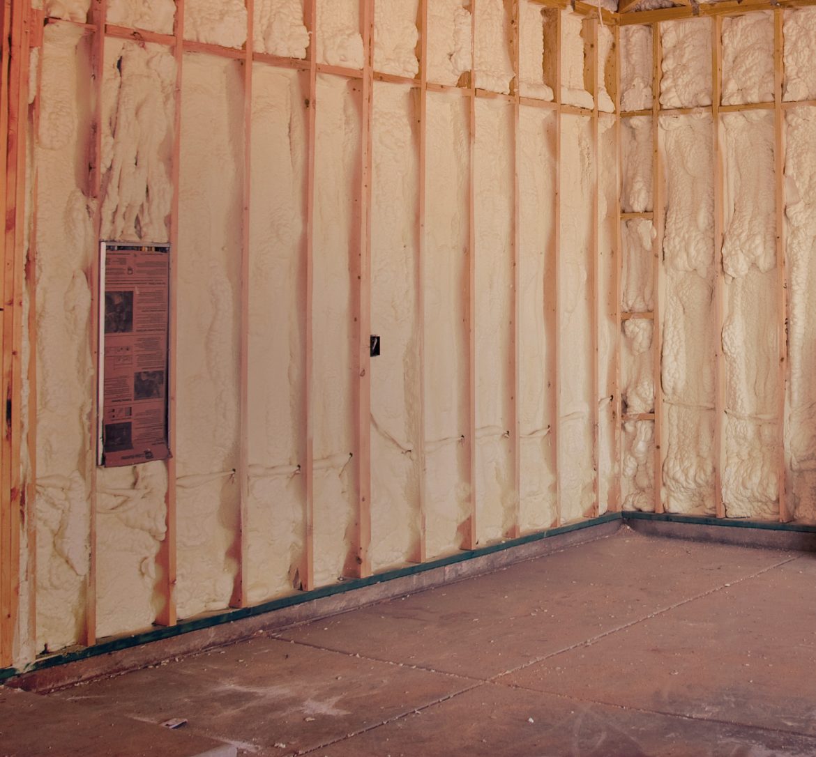 Wall just before insulation is applied