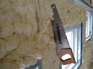 Spray foam insulation cured